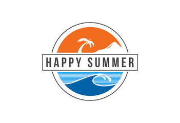 Happy summer logo vector illustration