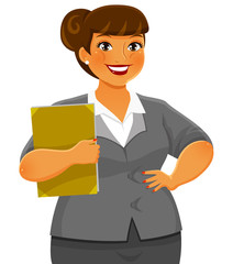 curvy business woman smiling confidently