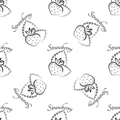 Strawberry seamless pattern contour icon