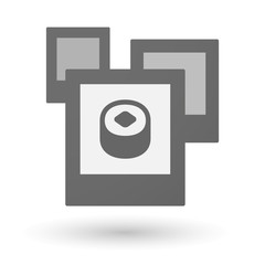 Isolated group of photos with a piece of sushi