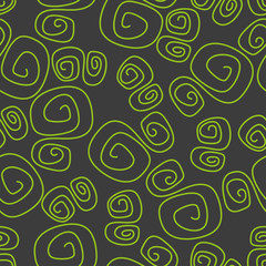 Fototapeta na wymiar Hand drawn green swirl abstract seamless background
