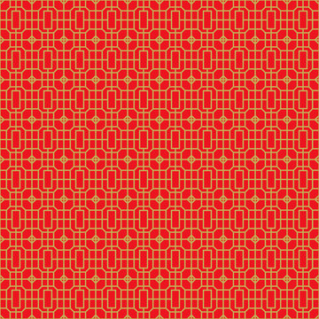 Seamless Chinese window tracery square geometry line pattern background.
