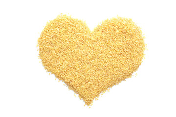 Bulgur wheat in a heart shape