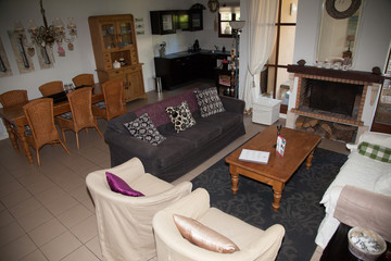Modern, bright, clean, living room   in a  house