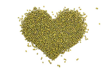 Mung beans in a heart shape