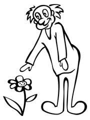man smiling and flower