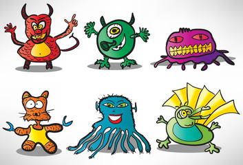 Set of cartoon funny monsters 2 - obrazy, fototapety, plakaty