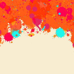 Orange watercolor paint splashes frame