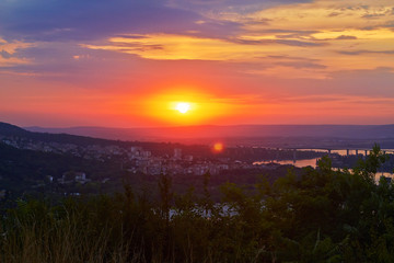 Sunset on the sea in Varna in Bulgaria