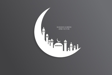 Moon, Abstract view of Mosque or Masjid with shadow on moon, pap