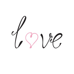 Love and heart lettering