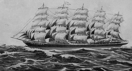 Ship "Preussen" under full sail (ca. 1905)