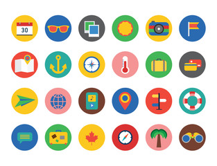 Vacation summer travel icon set. Summer, holiday, umbrella