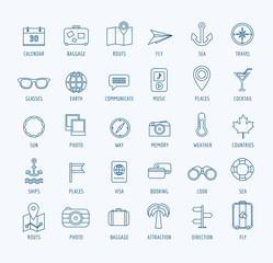 Vacation summer travel icon set. Summer, holiday, umbrella