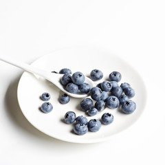 Blueberries on white background