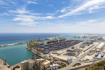 Fototapeta na wymiar industrial port with containers Aerial view