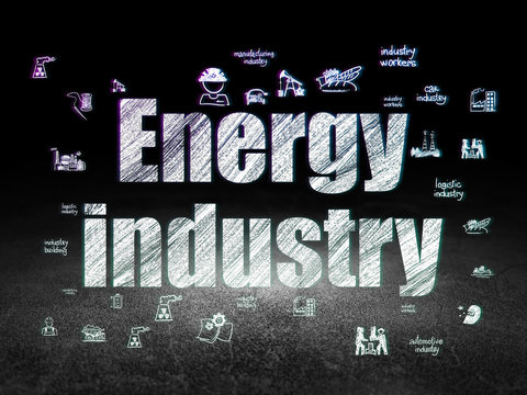 Industry concept: Energy Industry in grunge dark room