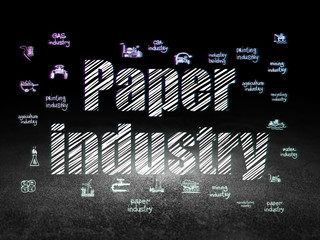 Manufacuring concept: Paper Industry in grunge dark room