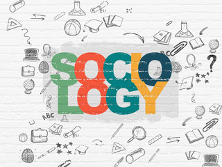 Education concept: Sociology on wall background