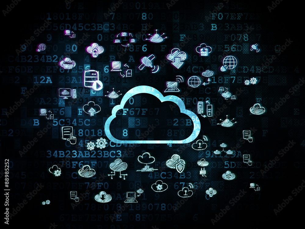 Aufkleber cloud computing concept: cloud on digital background