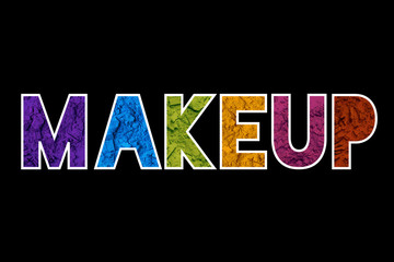 Texte makeup color&eacute; en maquillage sur fond noir