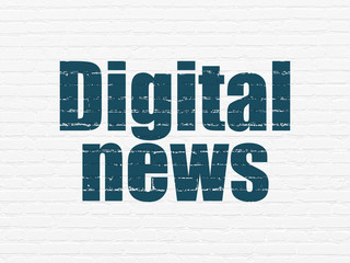 News concept: Digital News on wall background