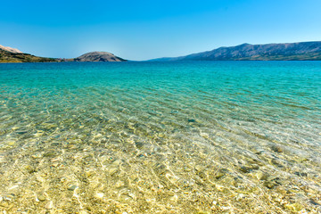 Beach in the coast of Adriatic Sea  island Pag or Hvar