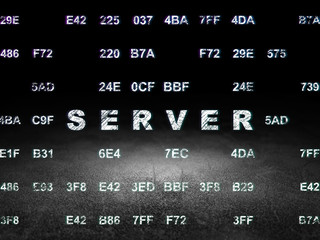 Web design concept: Server in grunge dark room