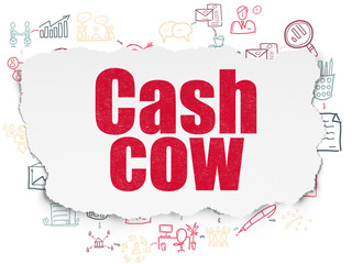 Fototapeta premium Finance concept: Cash Cow on Torn Paper background