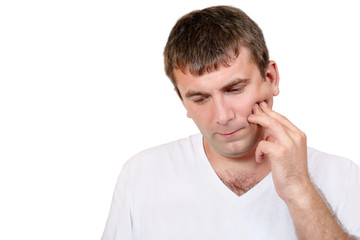 Man having a toothache isolated on white background