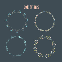 Hand drawn vintage elegant floral elements. 