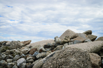 Stones with blue sky background