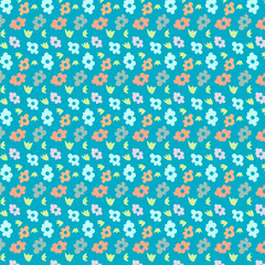 Hand drawn vector flower Seamless floral pattern