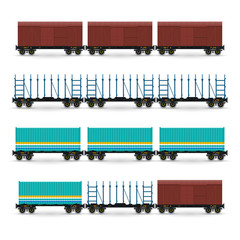 Set of Different Types of Freight Wagon