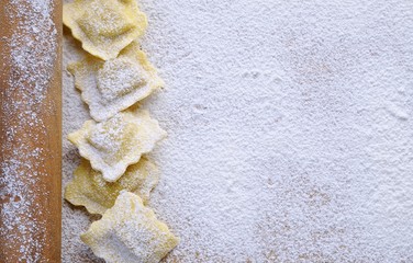 Preparing fresh ravioli.