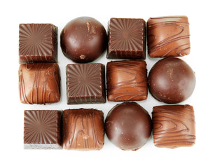 Chocolate sweets isolated on white