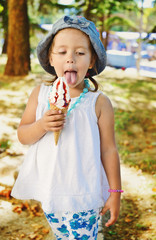 happy child with big ice cream cone