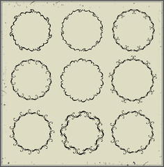 round black ornamental thin frames set