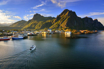 Motorboat in Svolvaer, Lofoten islands, Norway