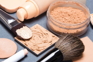 Set of makeup products to even out skin tone and complexion
