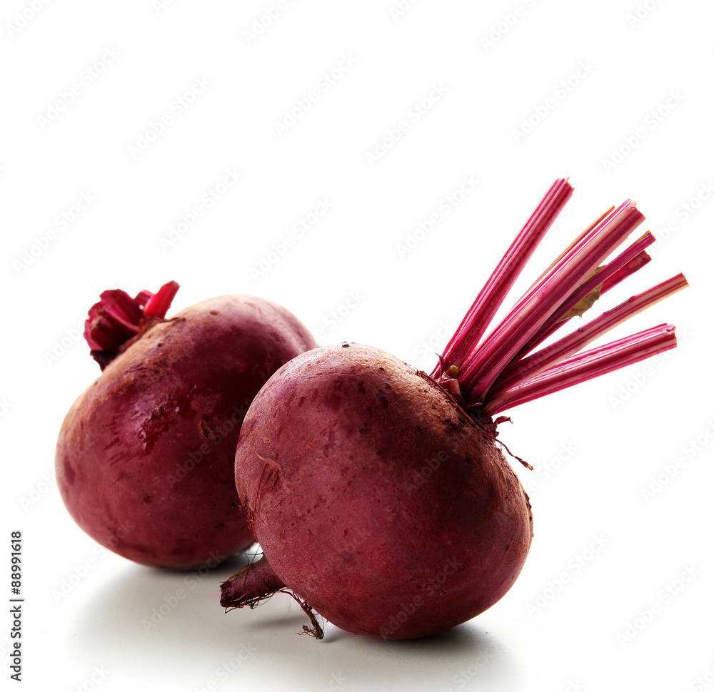 Wall mural young beets isolated on white