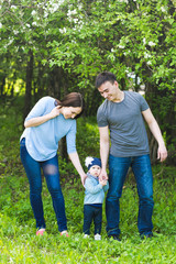 Happy young family spending time together 