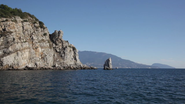 Crimea, Black Sea and Parus Rock early in the morning