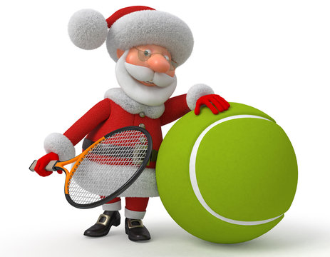 Santa Claus plays tennis