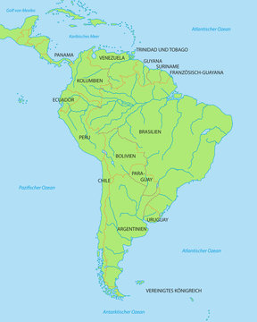 Südamerika - Karte in Grün