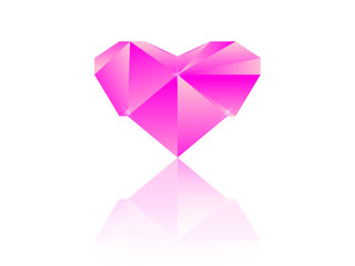 Pink diamond heart, with reflection