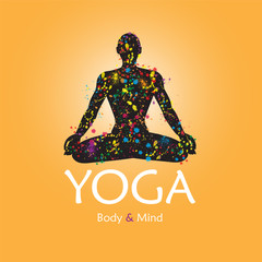 	Poster for yoga studio or  meditation class.  Vector yoga illustration.
