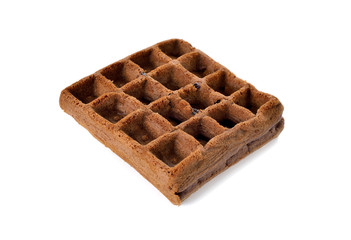 chocolate waffle with raisin on white background