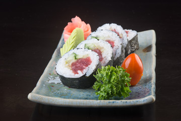 japanese cuisine. sushi on the background
