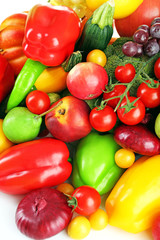 Heap of fresh fruits and vegetables  close up